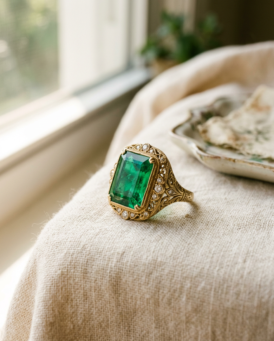 Anillo Esmeralda Antiguo