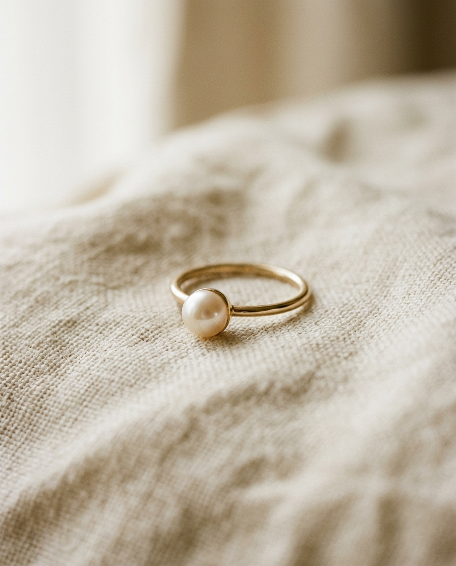 Anillo Perla Solitaria
